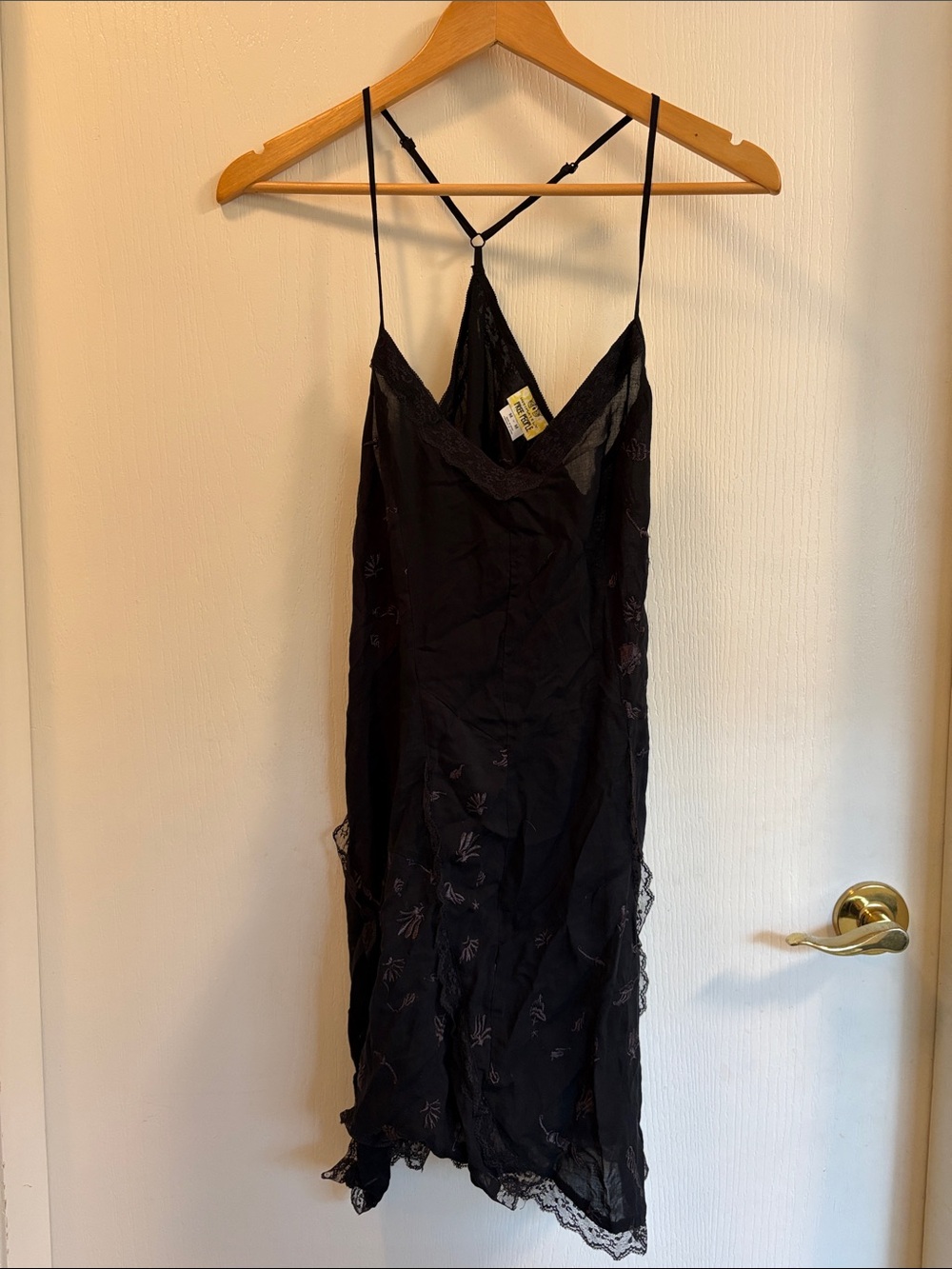Free People Black Strapless-Look Lace Slip Dress